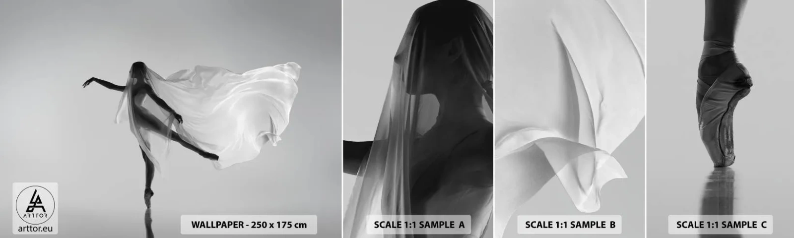 Fototapeten Muster Selbstklebend Deluxe Sticker - Leichtigkeit und Anmut - Frau, Tanzen, Modell - 100x30 cm