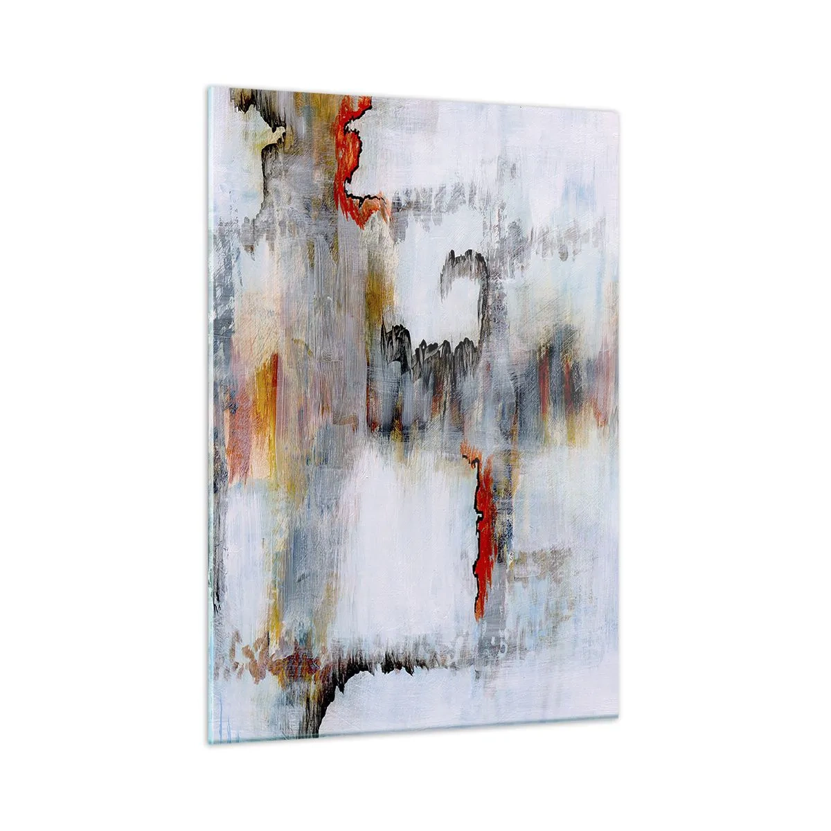 Glasbild - Bild auf glas - Abstrakte Komposition mit energetischen Farben - 50x70cm - Ein Stock auf dem Wasser - Moderne Wanddekoration für Wohnzimmer und Schlafzimmer ARTTOR