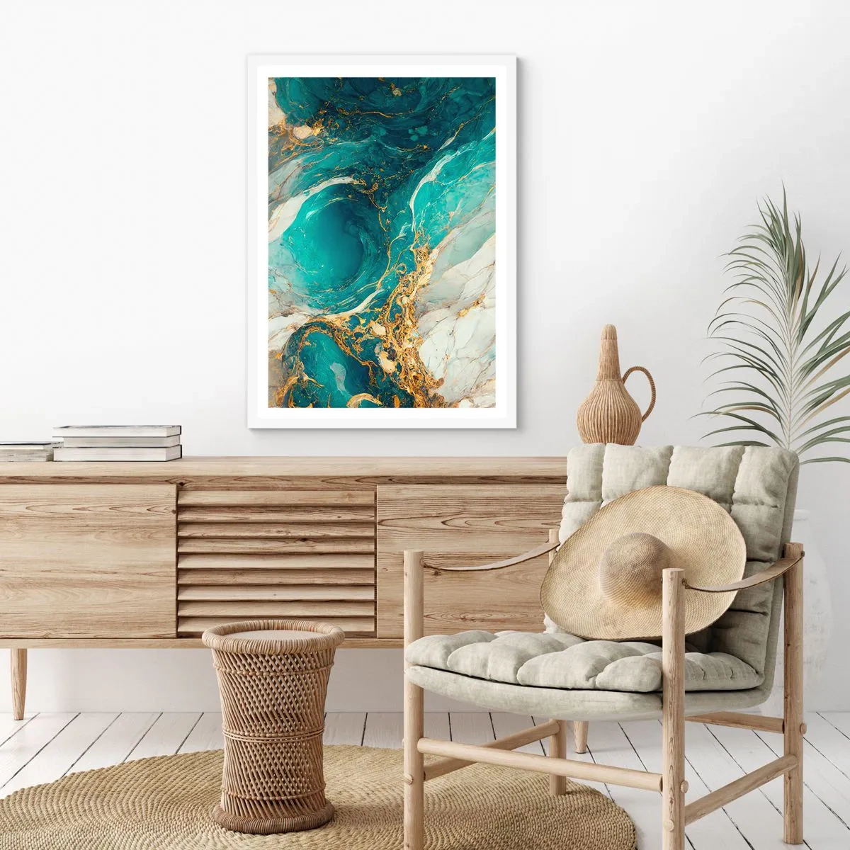 Poster in einem weißen Rahmen - Komposition mit Goldadern - 70x100 cm