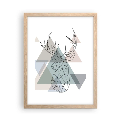 Poster in einem Rahmen aus heller Eiche - In einem geometrischen Wald - 30x40 cm