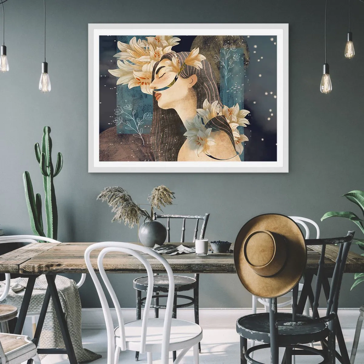 Poster in einem weißen Rahmen - Ein Märchen über eine Prinzessin mit Lilien - 40x30 cm