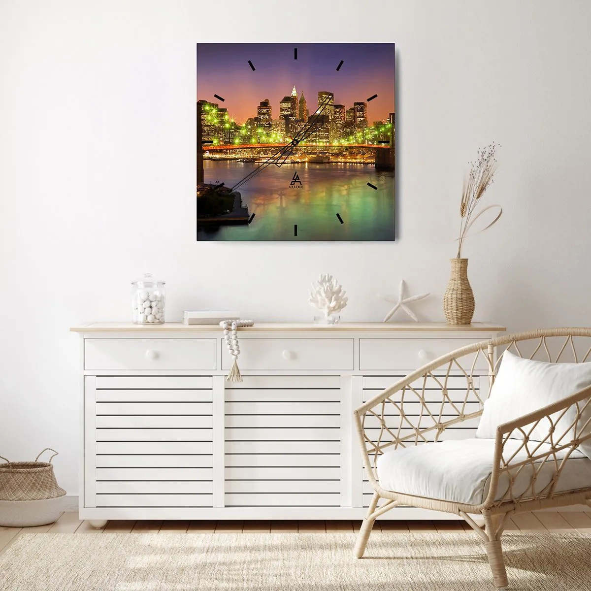 Wanduhr - Glasuhr - Hier geht das Licht nie aus - 40x40 cm