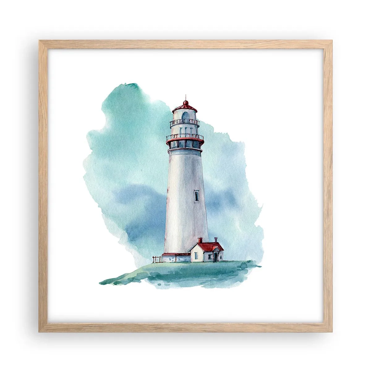 Poster in einem Rahmen aus heller Eiche - Sanfte Schwester vom Blau - 50x50 cm