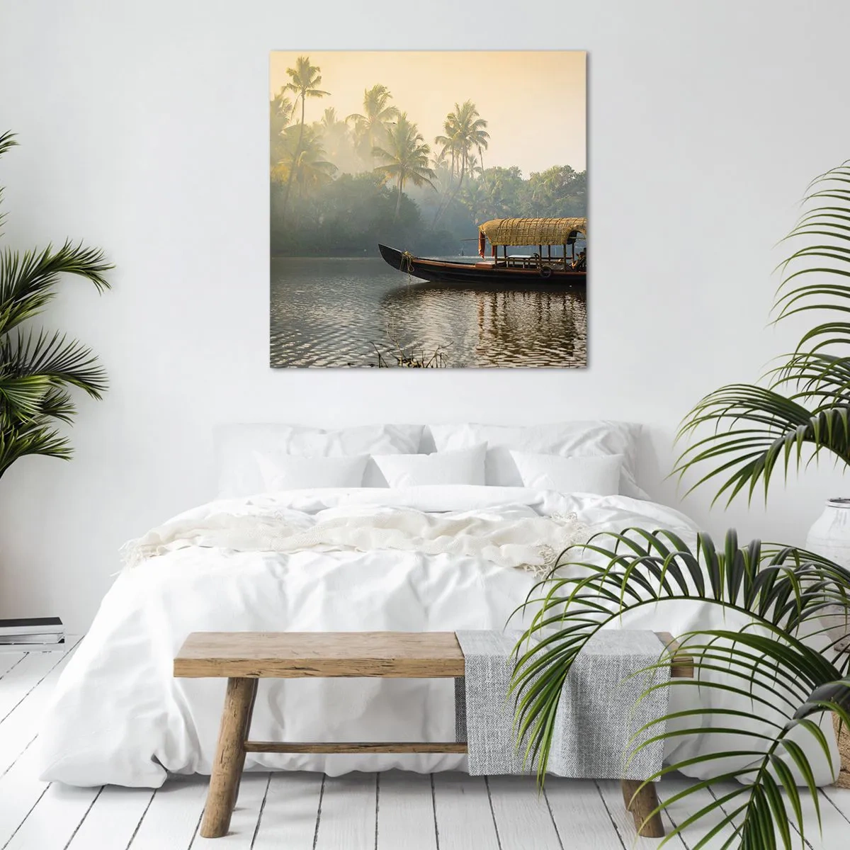 Bild auf Leinwand - Leinwandbild - Haus am Fluss - 70x70 cm