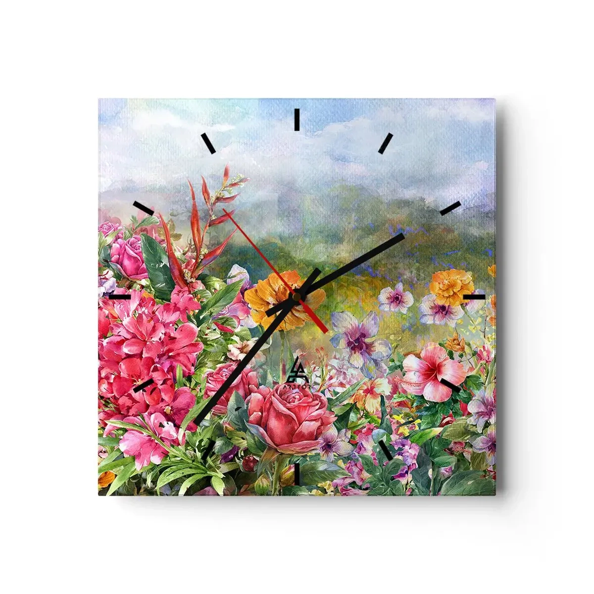 Wanduhr - Glasuhr - Ein Garten, der verrückt geworden ist - 40x40 cm