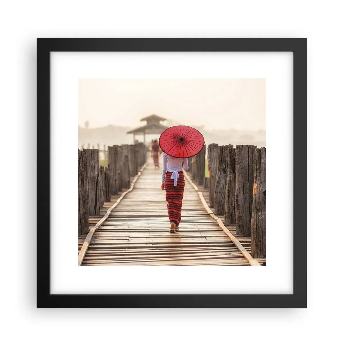 Poster in einem schwarzem Rahmen - Auf der alten Brücke - 30x30 cm