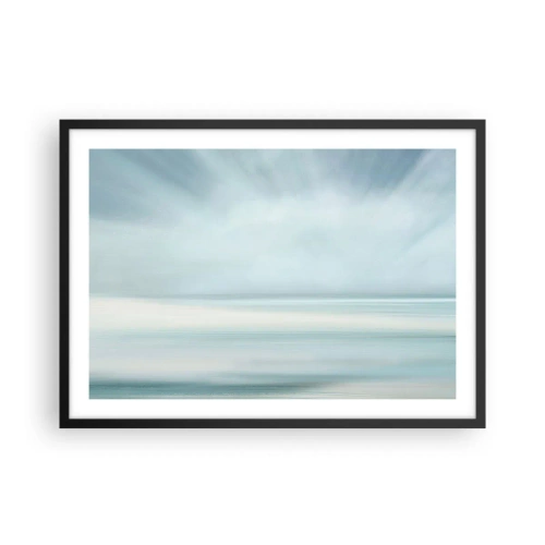 Poster in einem schwarzem Rahmen - Eine minimalistische Landschaft in zarten Blautönen - 70x50cm - Frieden bis zum Horizont - Moderne Wanddekoration für Wohnzimmer und Schlafzimmer ARTTOR
