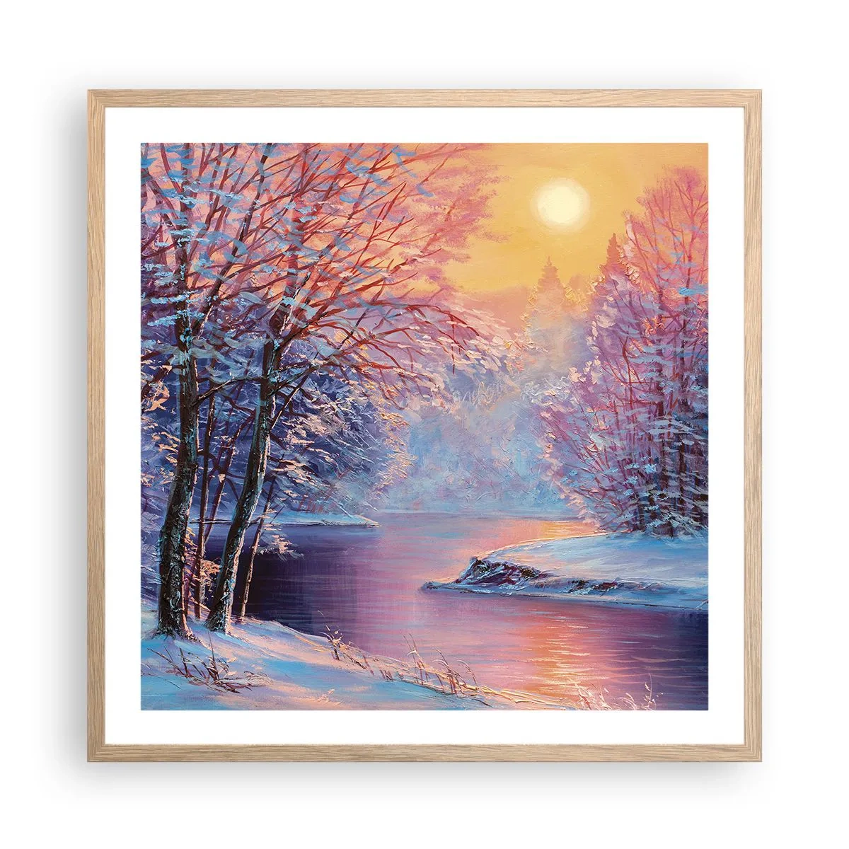 Poster in einem Rahmen aus heller Eiche - Die Farben des Winters - 60x60 cm