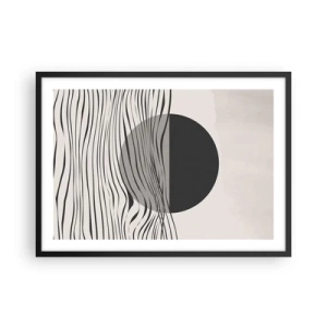 Poster in einem schwarzem Rahmen - Abstrakte Linien und geometrische Formen in gedeckten Farben - 70x50cm - Halbe Komposition - Moderne Wanddekoration für Wohnzimmer und Schlafzimmer ARTTOR