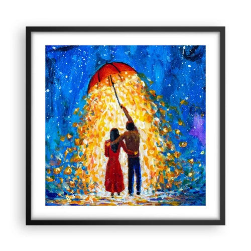 Poster in einem schwarzem Rahmen - Zauber eines Regenabends? - 50x50 cm