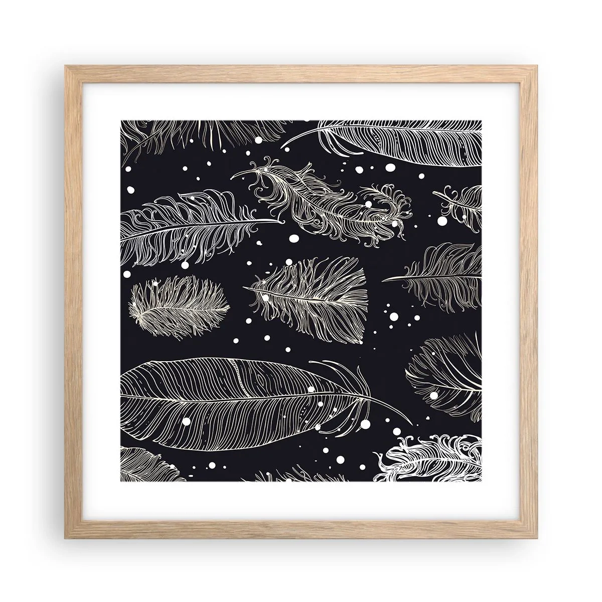 Poster in einem Rahmen aus heller Eiche - Gefiederte Spitze - 40x40 cm