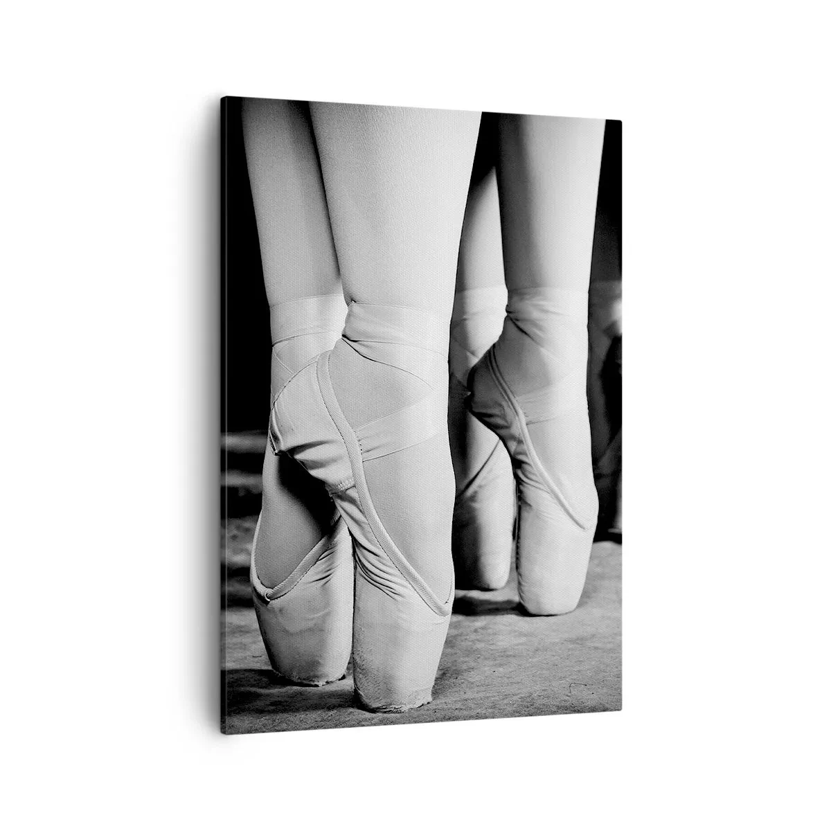 Bild auf Leinwand - Leinwandbild - Schwarz-Weiß-Aufnahme der Ballettschuhe einer Tänzerin - 50x70cm - Gemeinsam, leicht - Moderne Wanddekoration für Wohnzimmer und Schlafzimmer ARTTOR