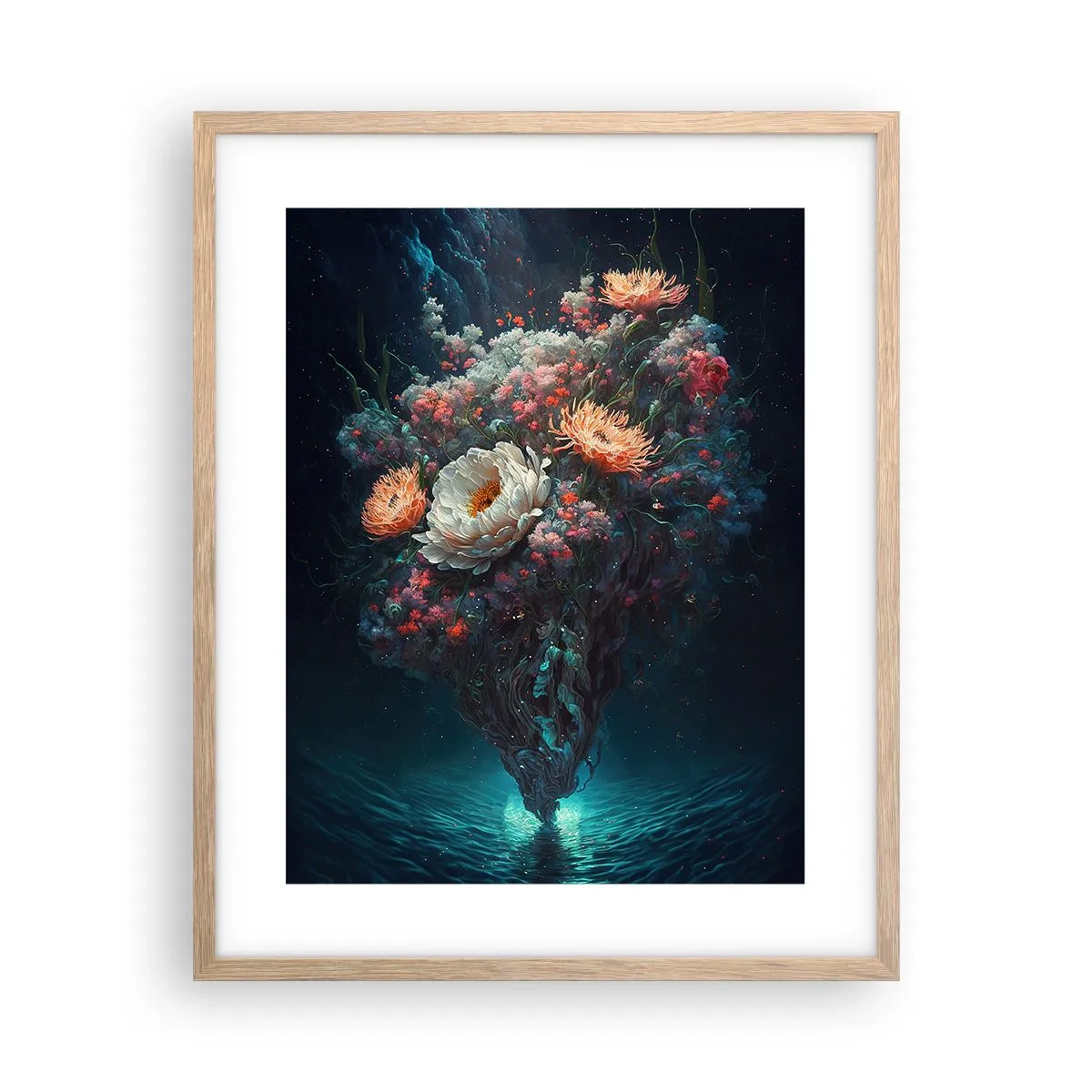 Poster in einem Rahmen aus heller Eiche - Seltsamer Garten - 40x50 cm