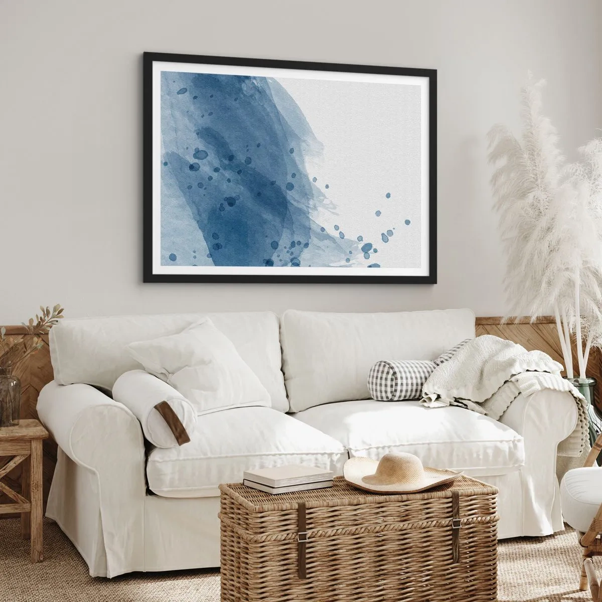 Poster in einem schwarzem Rahmen - Blauer Tüll - 91x61 cm