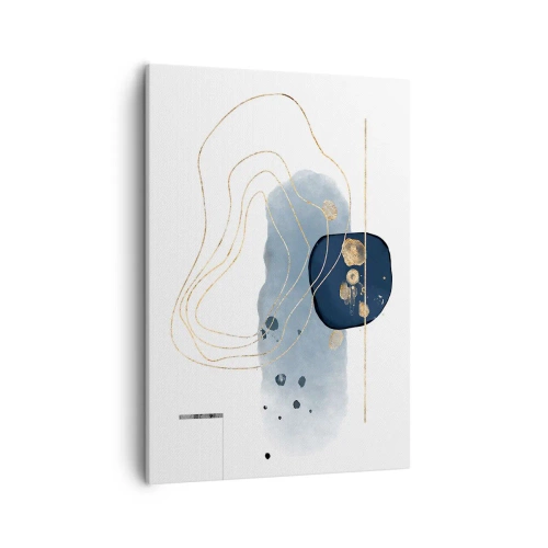 Bild auf Leinwand - Leinwandbild - Abstraktion in Blau- und Goldtönen - 50x70cm - Blau-goldene Fantasie - Moderne Wanddekoration für Wohnzimmer und Schlafzimmer ARTTOR