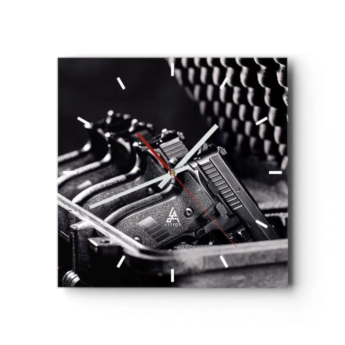 Wanduhr - Glasuhr - Männersport - 40x40 cm