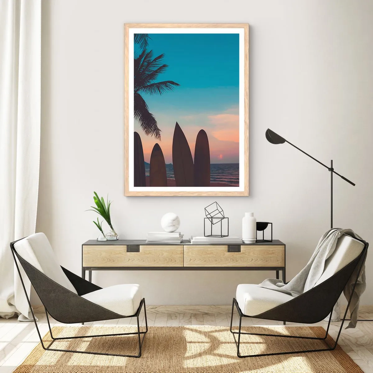 Poster in einem Rahmen aus heller Eiche - Morgen wird es auch lustig - 70x100 cm