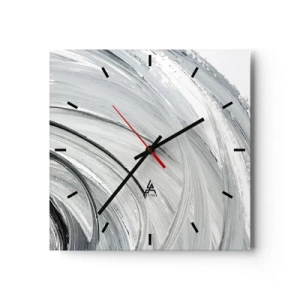 Wanduhr - Glasuhr - Ein monochromer Wirbel in Grau- und Schwarztönen - 30x30cm - Orbitale Komposition - Moderne Wanddekoration für Wohnzimmer und Schlafzimmer ARTTOR