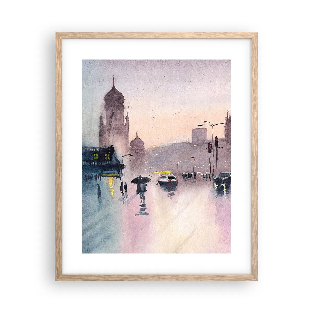 Poster in einem Rahmen aus heller Eiche - Im regnerischen Dunst - 40x50 cm