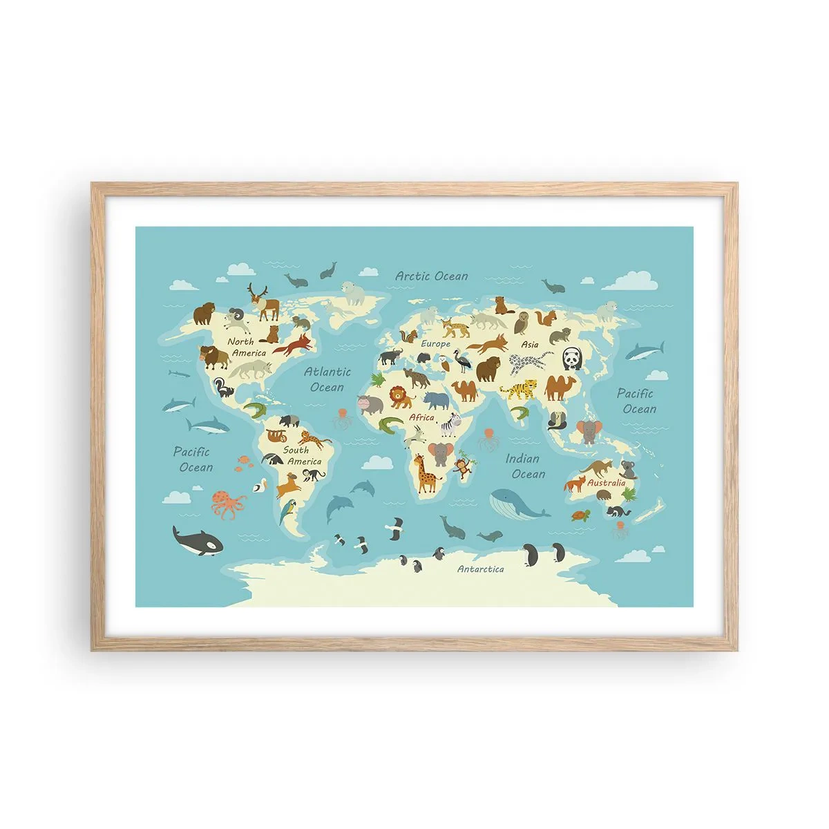 Poster in einem Rahmen aus heller Eiche - Gute Nachbarn - 70x50 cm