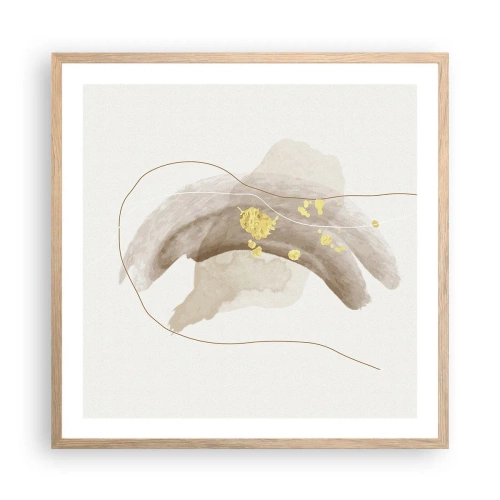 Poster in einem Rahmen aus heller Eiche - Im Weltraum begegnet - 60x60 cm