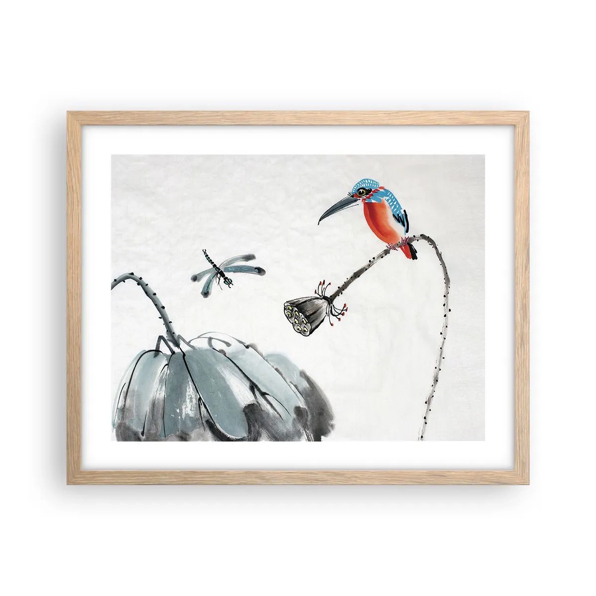 Poster in einem Rahmen aus heller Eiche - Das Leben der Wiese - 50x40 cm