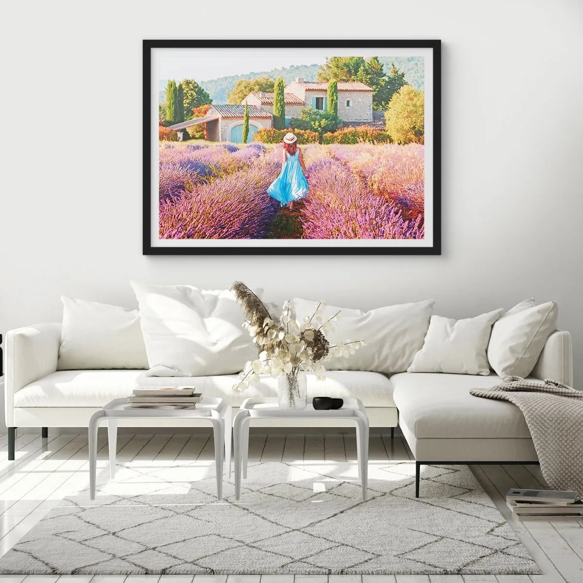 Poster in einem schwarzem Rahmen - Lavendel Mädchen - 40x30 cm