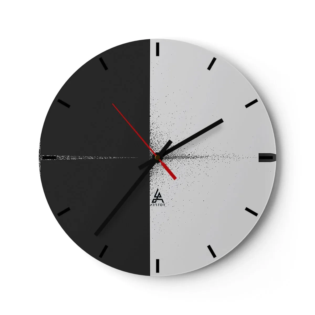 Wanduhr - Glasuhr - Minimalistische Abstraktion in Schwarzweiß - 30x30cm - Direkt zum Ziel - Moderne Wanddekoration für Wohnzimmer, Küche und Schlafzimmer ARTTOR