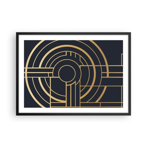 Poster in einem schwarzem Rahmen - Geometrisches Muster mit goldenen Linien - 70x50cm - Wendungen der Dinge - Moderne Wanddekoration für Wohnzimmer und Schlafzimmer ARTTOR