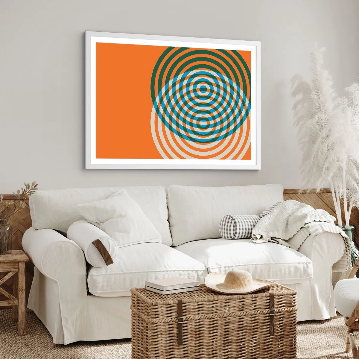 Poster in einem weißen Rahmen - Abstrakte kreisförmige Variation - 40x30 cm