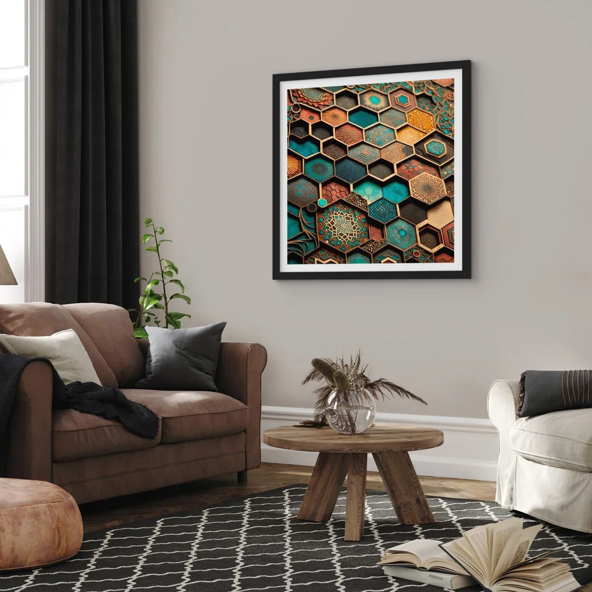 Poster in einem schwarzem Rahmen - Arabische Ornamente – Variation - 60x60 cm