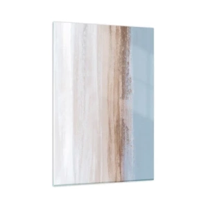 Glasbild - Bild auf glas - Eine subtile Landschaft in Pastelltönen von Blau und Beige - 80x120cm - Mehrdeutige Landschaft - Moderne Wanddekoration für Wohnzimmer und Schlafzimmer ARTTOR