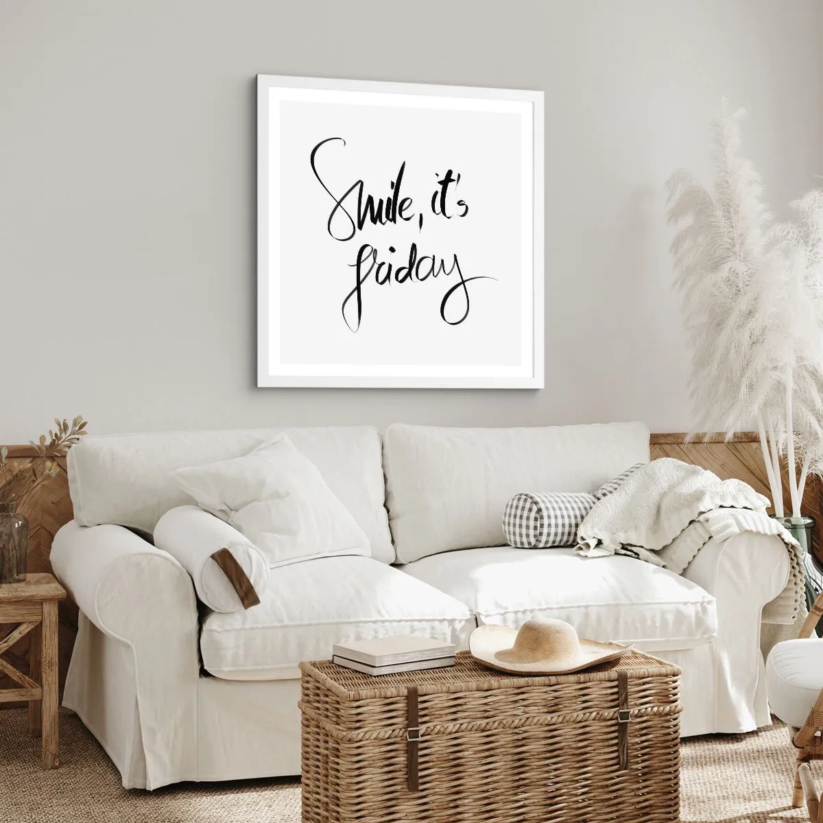 Poster in einem weißen Rahmen - Echte Freude - 60x60 cm