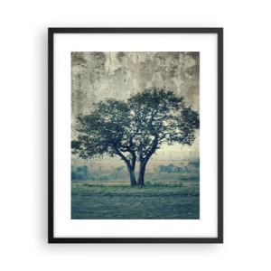 Poster in einem schwarzem Rahmen - Ein Apfelbaum auf blauem Feld? - 40x50 cm