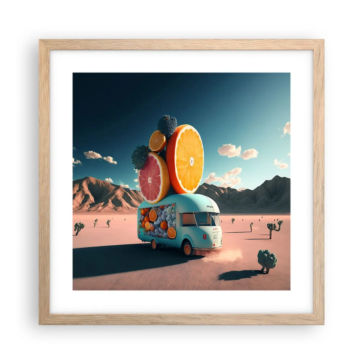 Poster in einem Rahmen aus heller Eiche - Geschmack von Urlaub - 40x40 cm