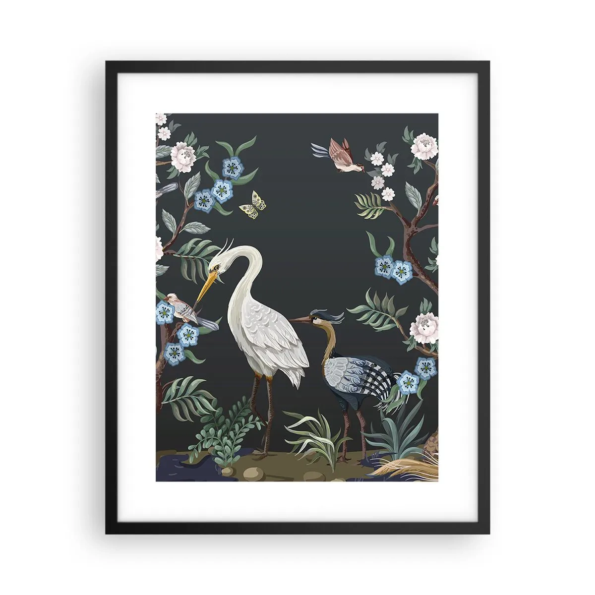 Poster in einem schwarzem Rahmen - Vogelparade - 40x50 cm