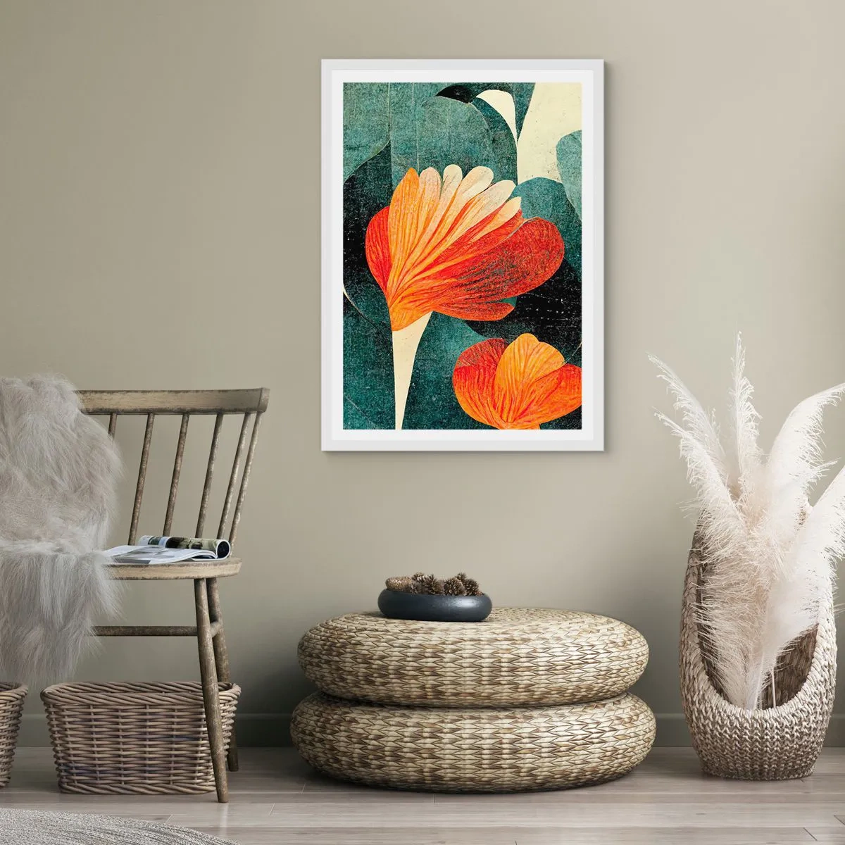 Poster in einem weißen Rahmen - Hitze der Tropen und Kühle des Grüns - 50x70 cm