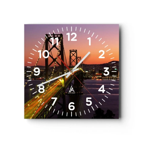 Wanduhr - Glasuhr - Violetter Abend - 40x40 cm