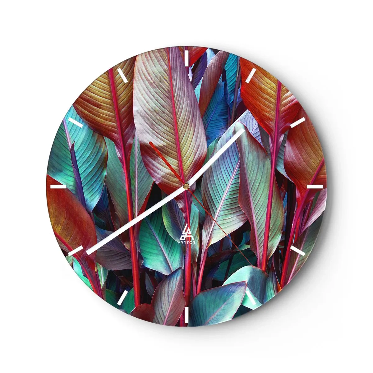 Wanduhr - Glasuhr - Buntes Dickicht - 40x40 cm