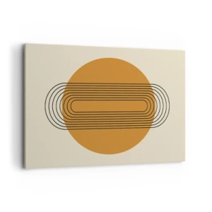 Bild auf Leinwand - Leinwandbild - Geometrisches Muster mit orangefarbenen Kreisen und Linien - 100x70cm - Perfekter Plan - Moderne Wanddekoration für Wohnzimmer und Schlafzimmer ARTTOR