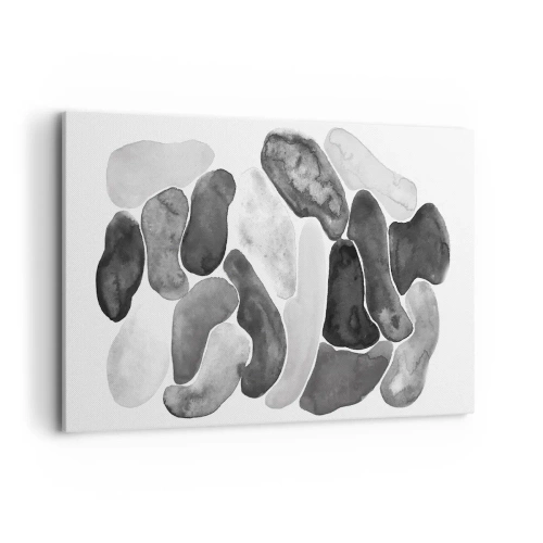 Bild auf Leinwand - Leinwandbild - Schwarz-weiße Abstraktion mit unregelmäßigen Flecken auf weißem Hintergrund - 120x80cm - Felsige Abstraktion - Moderne Wanddekoration für Wohnzimmer und Schlafzimmer ARTTOR