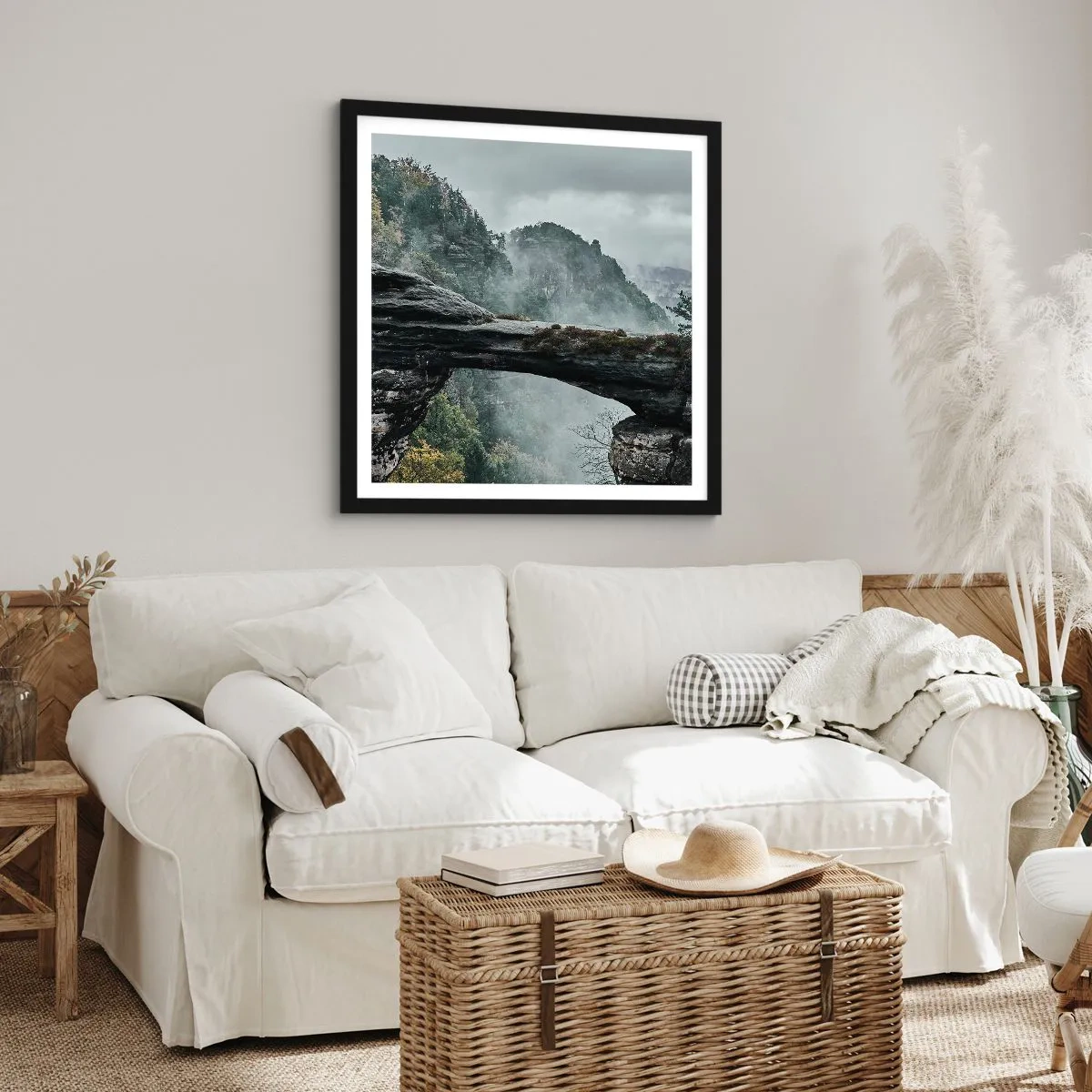 Poster in einem schwarzem Rahmen - Abenteuer beginnt gleich - 60x60 cm