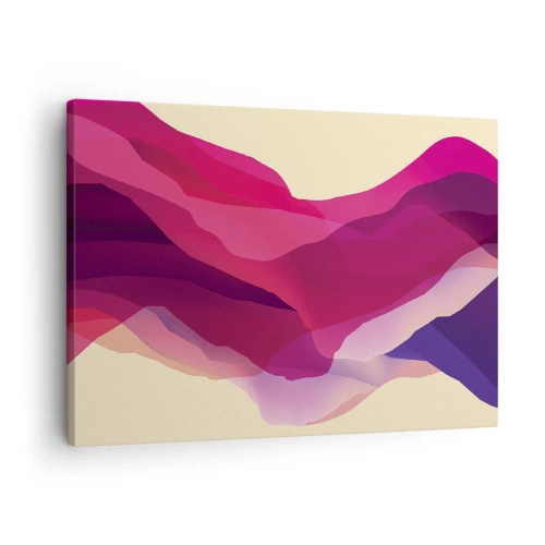 Bild auf Leinwand - Leinwandbild - Abstrakte Wellen in Lila- und Rosatönen auf hellem Hintergrund - 70x50cm - Lila Wellen - Moderne Wanddekoration für Wohnzimmer und Schlafzimmer ARTTOR