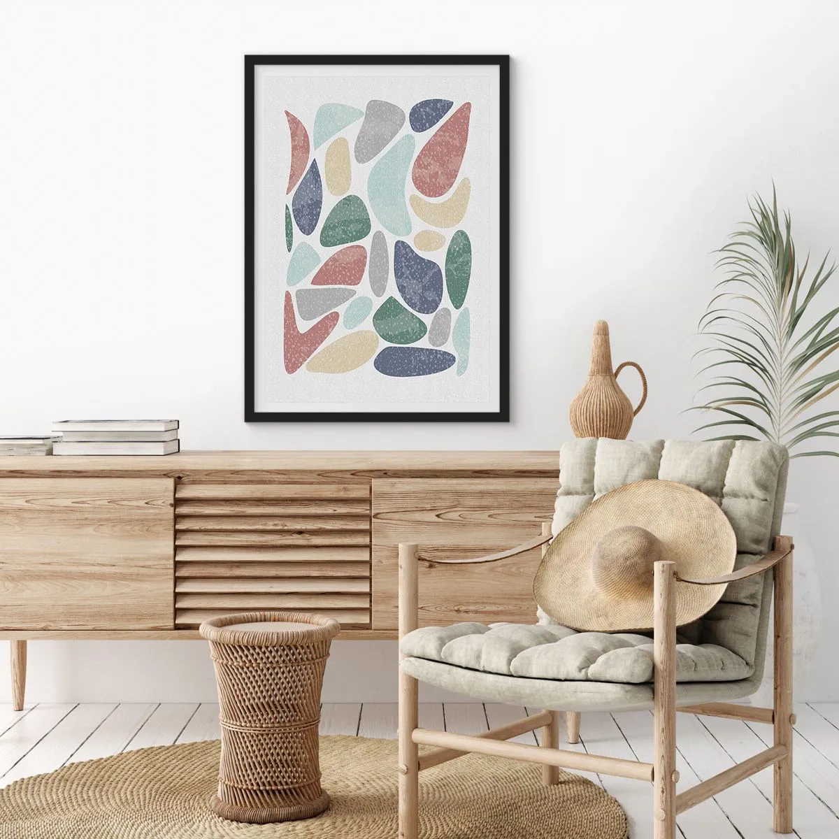 Poster in einem schwarzem Rahmen - Mosaik aus pulverförmigen Farben - 30x40 cm