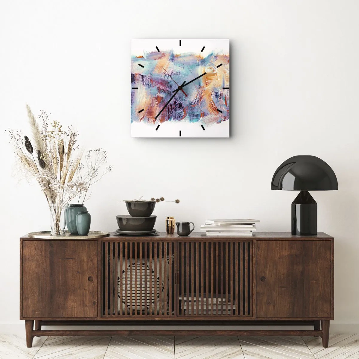 Wanduhr - Glasuhr - Buntes Durcheinander - 40x40 cm