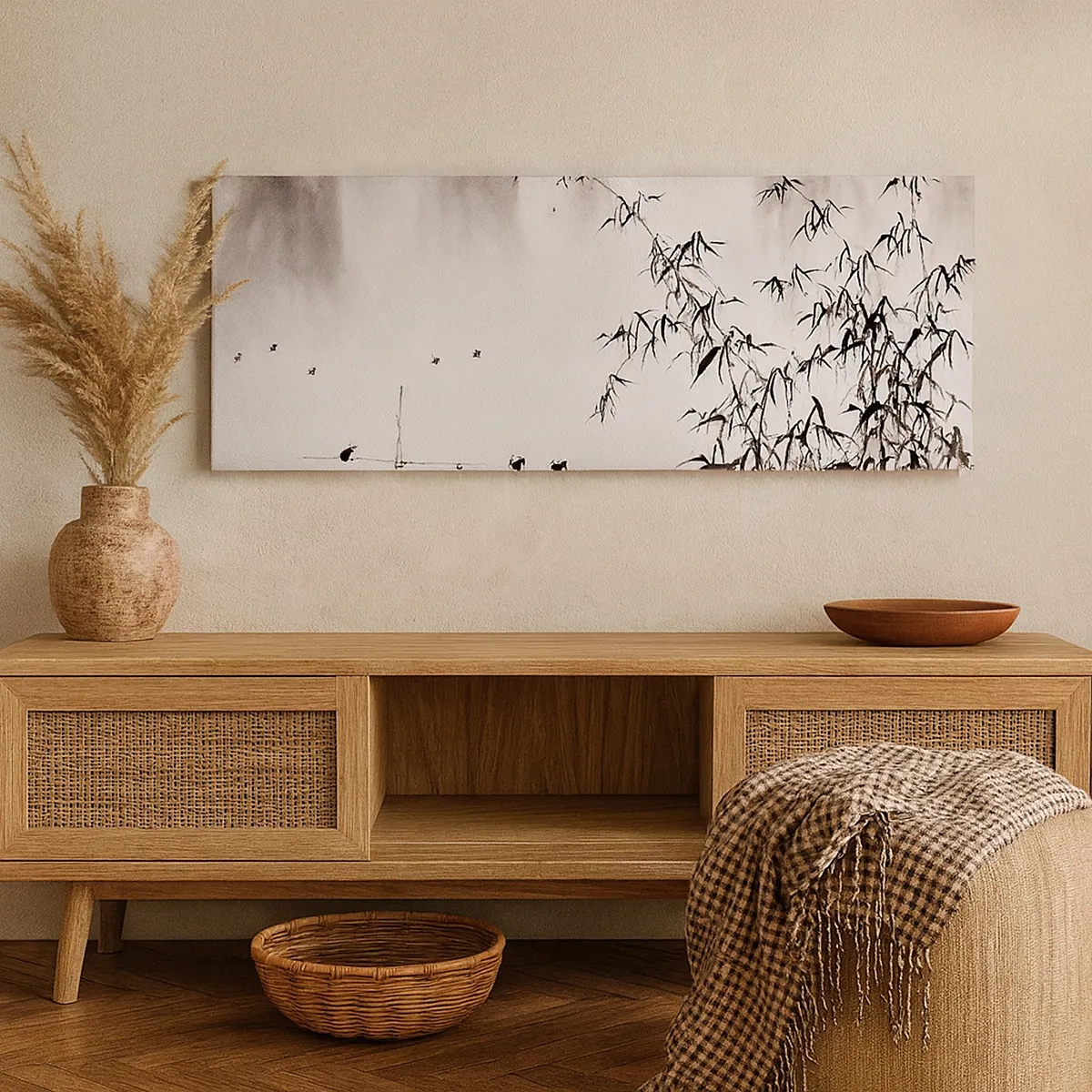 Bild auf Leinwand - Leinwandbild - Die Stille der Reisfelder - 30x30 cm