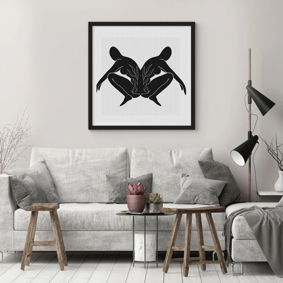 Poster in einem schwarzem Rahmen - Gemeinsame Seele - 40x40 cm