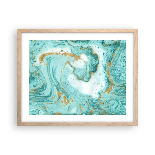 Poster in einem Rahmen aus heller Eiche - Unter der großen Welle der Edo-Ära - 50x40 cm