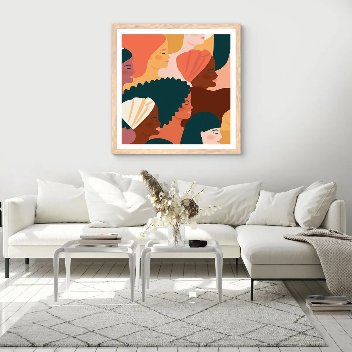 Poster in einem Rahmen aus heller Eiche - Nur Weiblichkeit - 30x30 cm