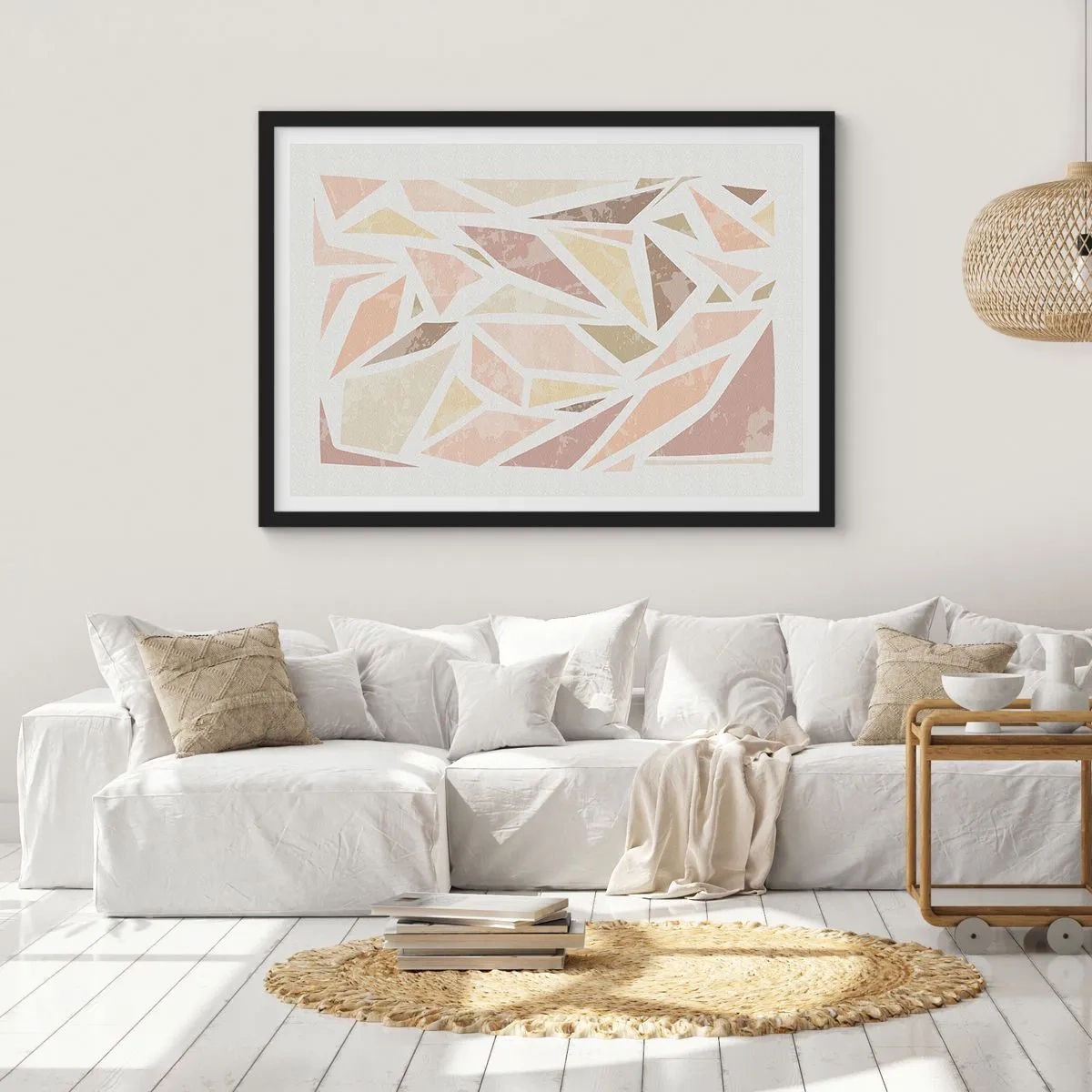 Poster in einem schwarzem Rahmen - Buntglas-Komposition - 50x40 cm